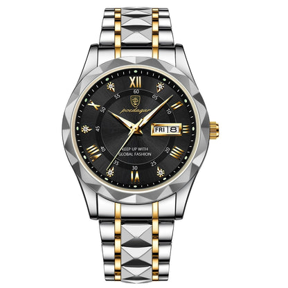 Men's Silver Stainless Steel Watch with Glow Dial
