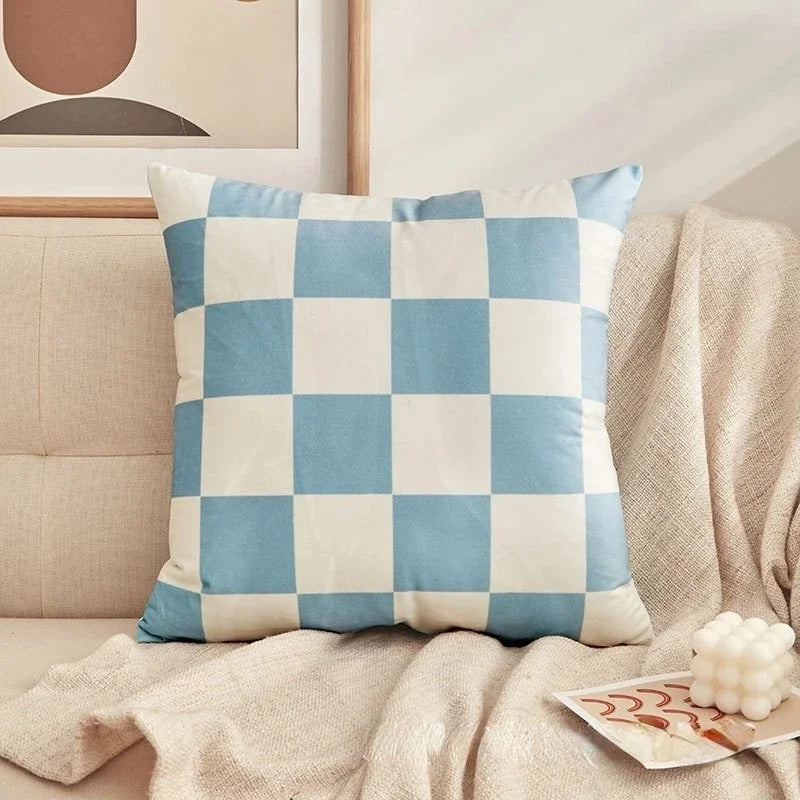 Coussin décoratif à carreaux classiques