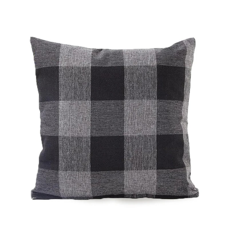 Housse de coussin à carreaux chauds style rustique