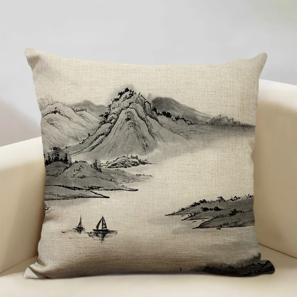 Housse de coussin Mont Fuji d'inspiration japonaise traditionnelle