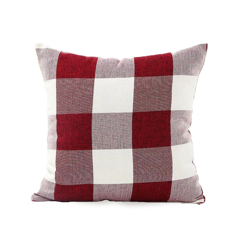 Housse de coussin à carreaux chauds style rustique
