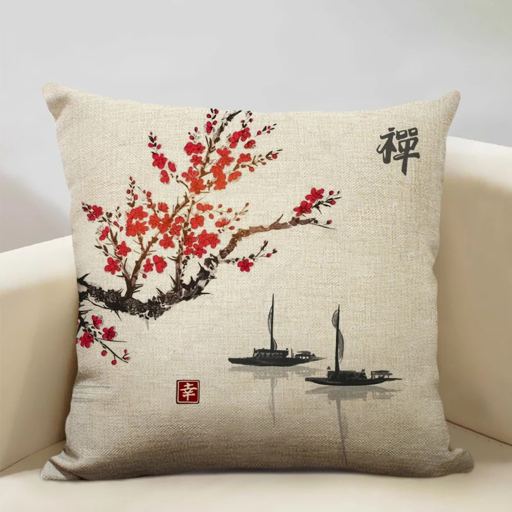 Housse de coussin Mont Fuji d'inspiration japonaise traditionnelle
