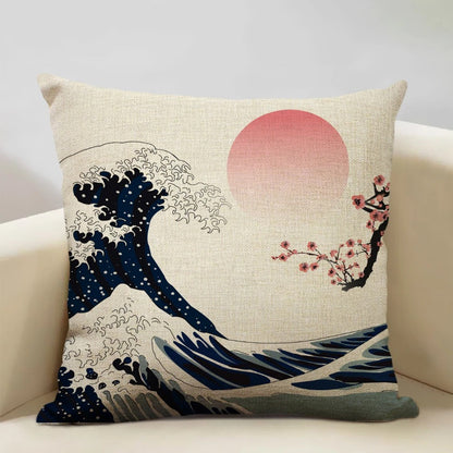 Housse de coussin Mont Fuji d'inspiration japonaise traditionnelle