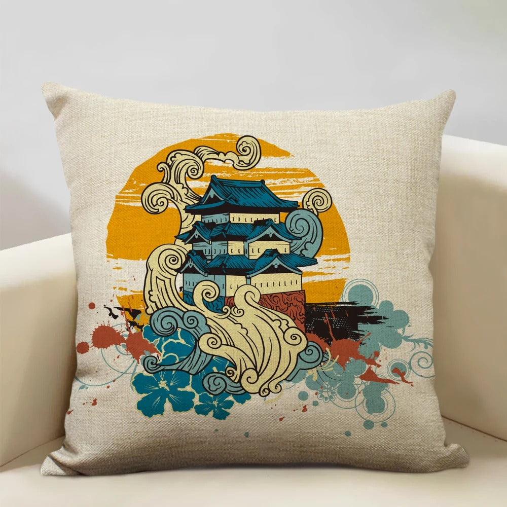 Housse de coussin Mont Fuji d'inspiration japonaise traditionnelle