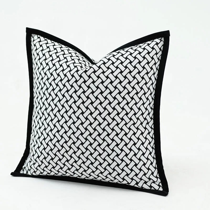 Housse de coussin réversible douce et moelleuse à motif géométrique