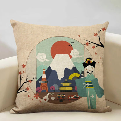 Housse de coussin Mont Fuji d'inspiration japonaise traditionnelle