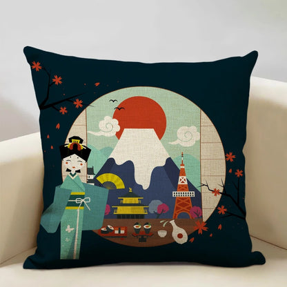 Housse de coussin Mont Fuji d'inspiration japonaise traditionnelle