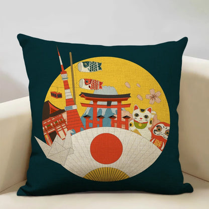 Housse de coussin Mont Fuji d'inspiration japonaise traditionnelle