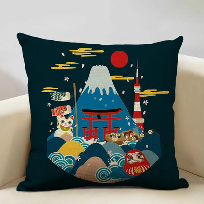 Housse de coussin Mont Fuji d'inspiration japonaise traditionnelle