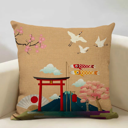 Housse de coussin Mont Fuji d'inspiration japonaise traditionnelle