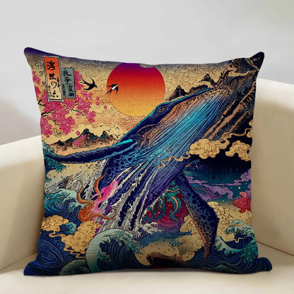 Housse de coussin Mont Fuji d'inspiration japonaise traditionnelle