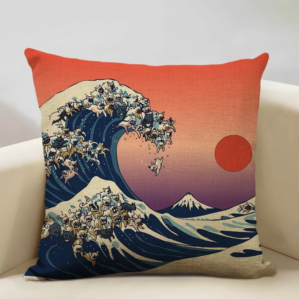 Housse de coussin Mont Fuji d'inspiration japonaise traditionnelle