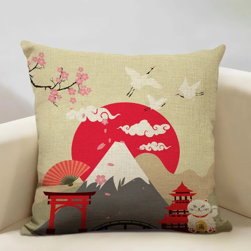 Housse de coussin Mont Fuji d'inspiration japonaise traditionnelle