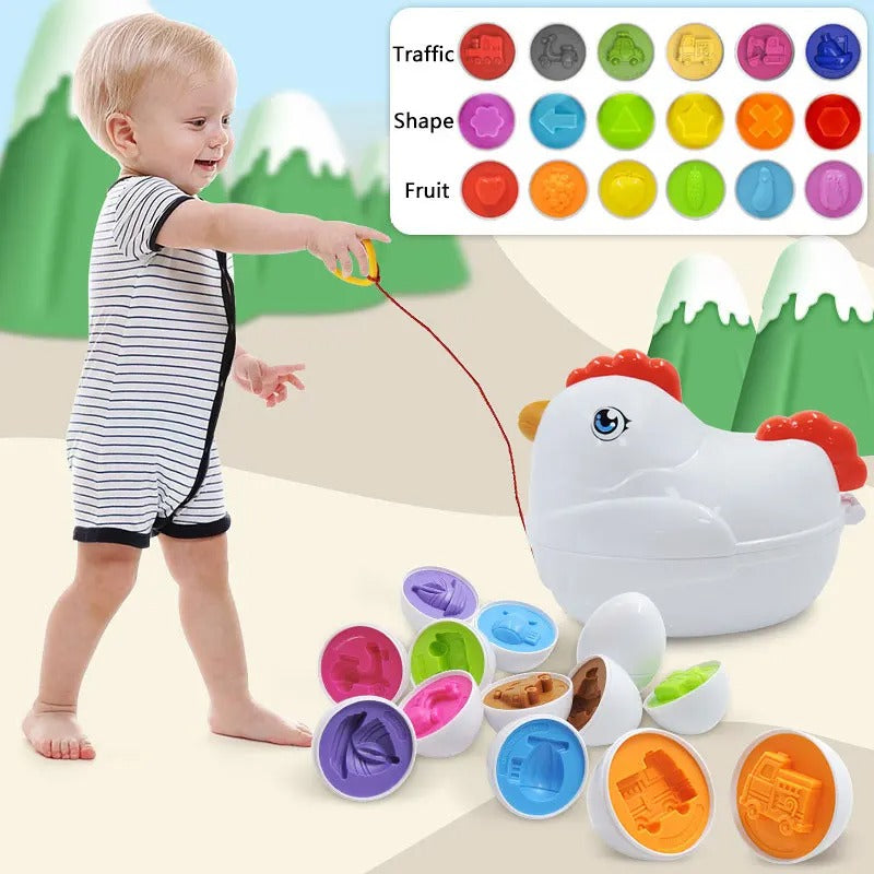 Educational Wooden Shape Sorting Toy Chicken - Halri