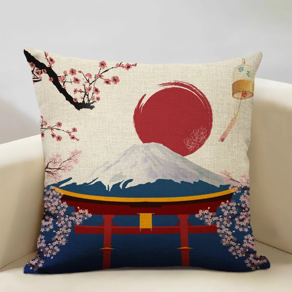 Housse de coussin Mont Fuji d'inspiration japonaise traditionnelle