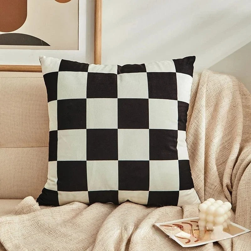 Coussin décoratif à carreaux classiques