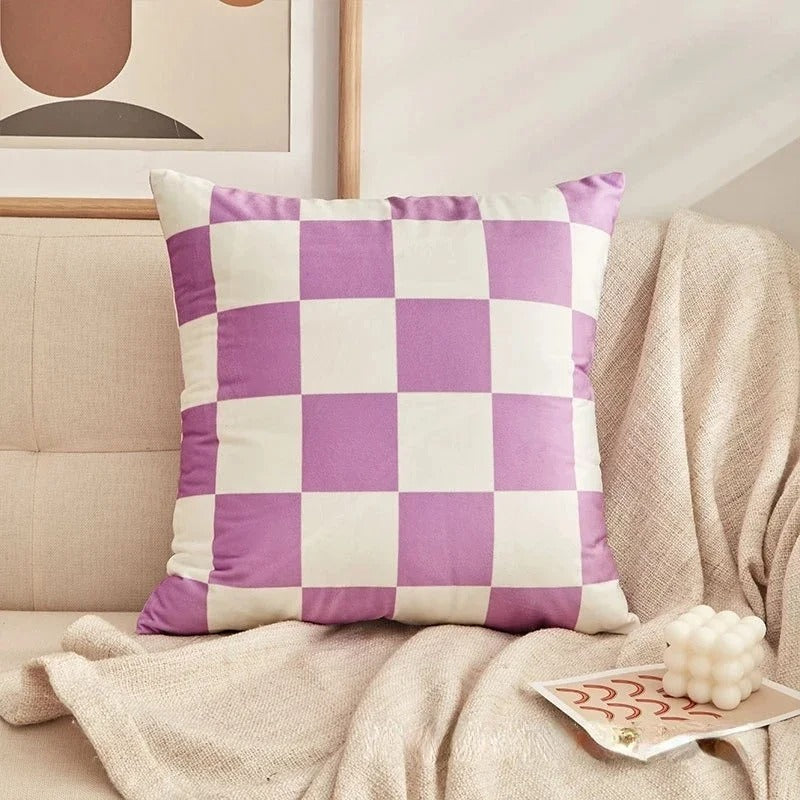 Coussin décoratif à carreaux classiques