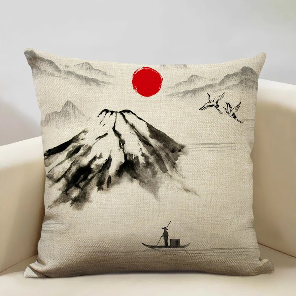 Housse de coussin Mont Fuji d'inspiration japonaise traditionnelle