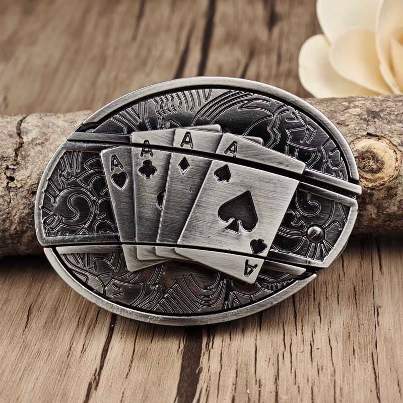 Boucle de ceinture ovale argentée de style western 