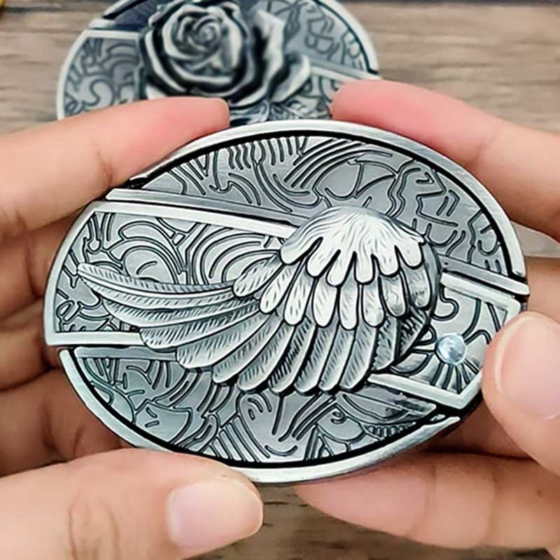 Boucle de ceinture ovale argentée de style western 