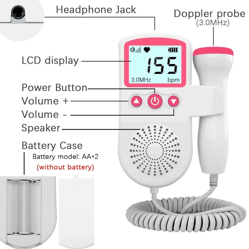 Baby Heartbeat Monitor Fetal Doppler Detector