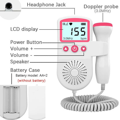 Baby Heartbeat Monitor Fetal Doppler Detector