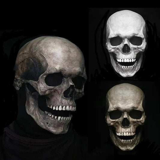 Realistic Skull Mask with Moving Jaw Halloween Costume - Halri