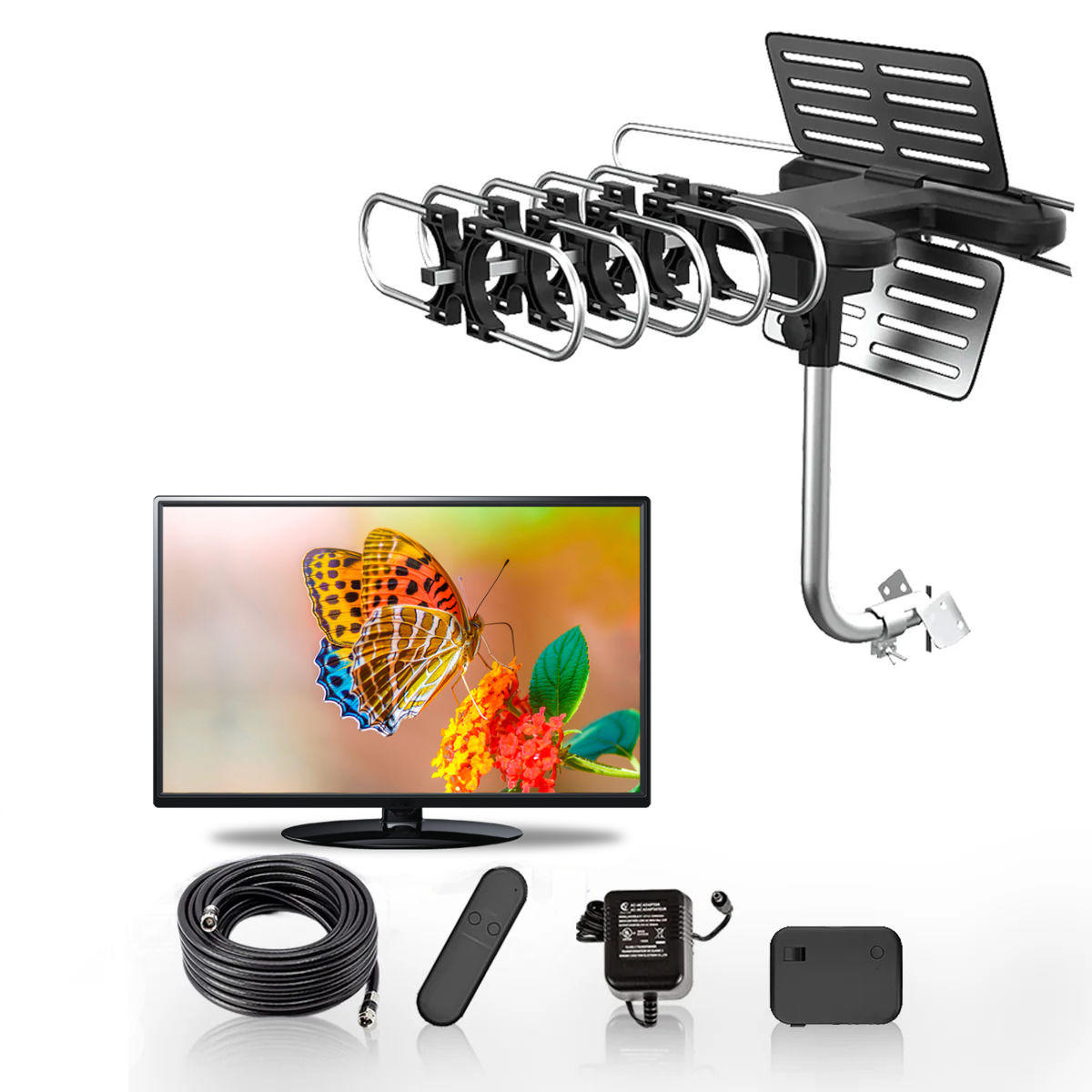 HD Outdoor TV Antenna with 360 Motor for Free Channels - Halri