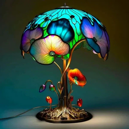 Colorful Glass Floral Desk Lamp