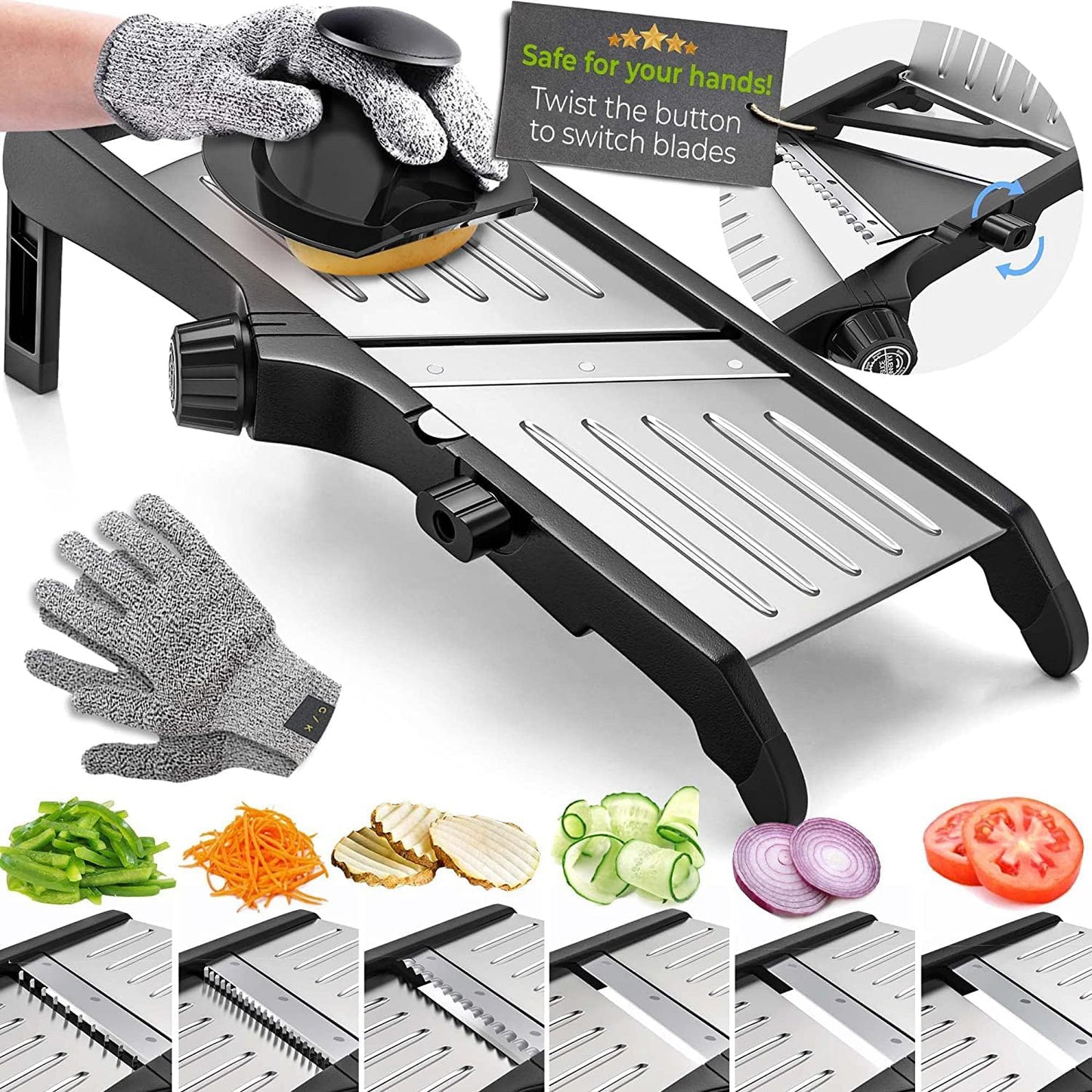 Trancheuse professionnelle de cuisine avec gants de sécurité