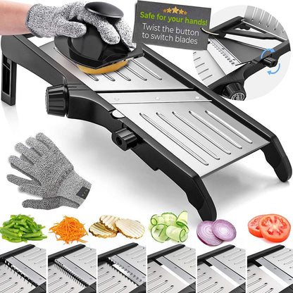 Trancheuse professionnelle de cuisine avec gants de sécurité