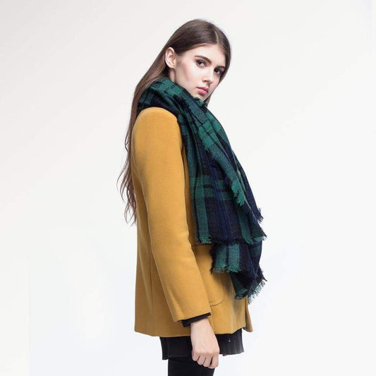 Warm Plaid Knit Winter Scarf for Women - Halri