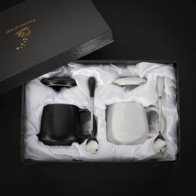 Coffret cadeau de tasses à café de luxe au design marbré