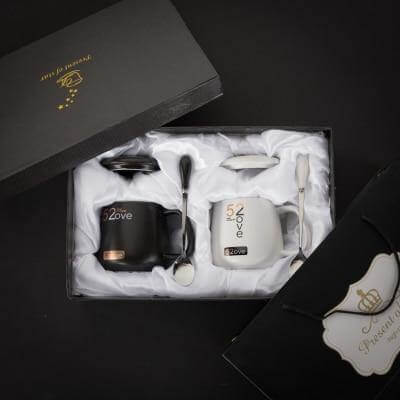 Coffret cadeau de tasses à café de luxe au design marbré
