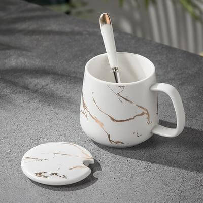 Coffret cadeau de tasses à café de luxe au design marbré