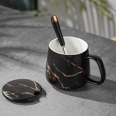 Coffret cadeau de tasses à café de luxe au design marbré