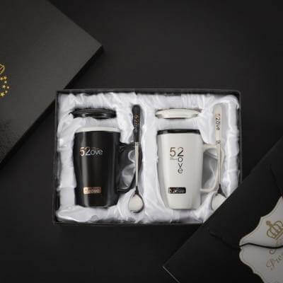 Coffret cadeau de tasses à café de luxe au design marbré