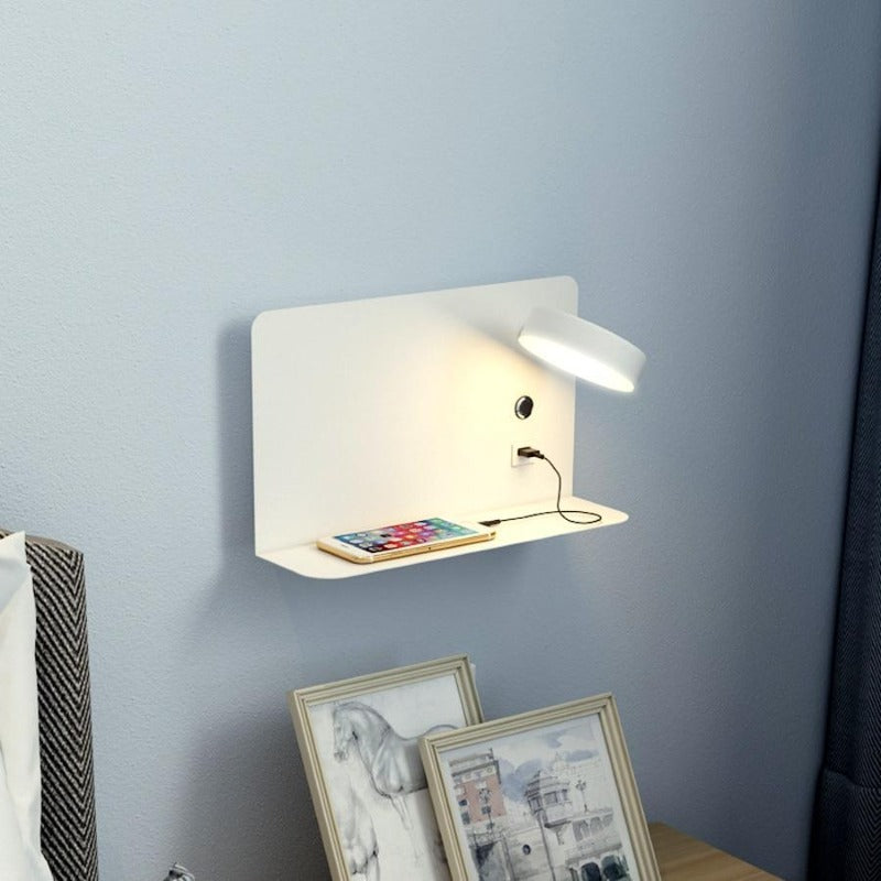 Applique murale LED lumineuse pour chambre à coucher avec port USB