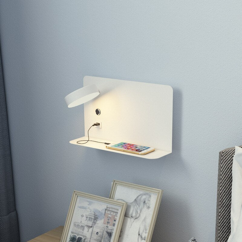 Applique murale LED lumineuse pour chambre à coucher avec port USB