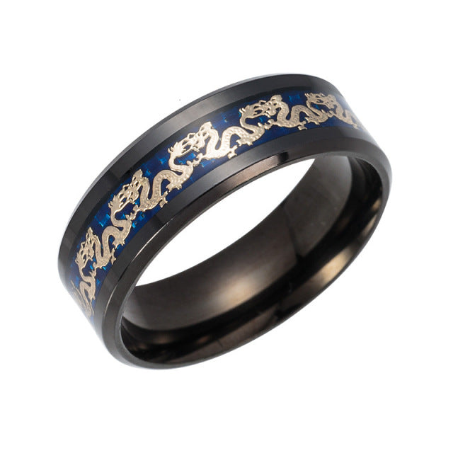 Bague antique chinoise pour homme avec dragon