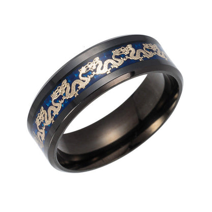 Bague antique chinoise pour homme avec dragon