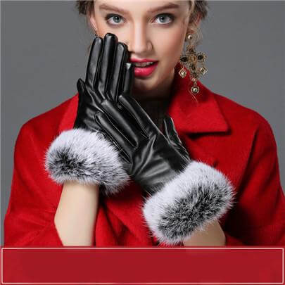 Gants d'hiver luxueux en véritable fourrure pour femmes