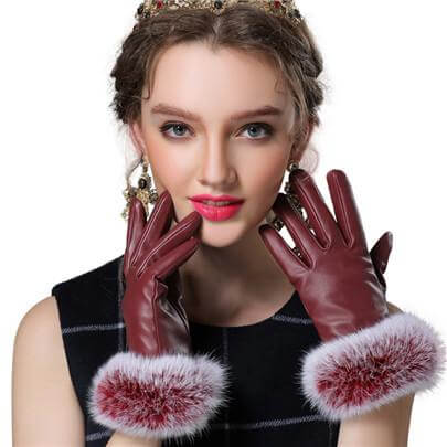 Gants d'hiver luxueux en véritable fourrure pour femmes