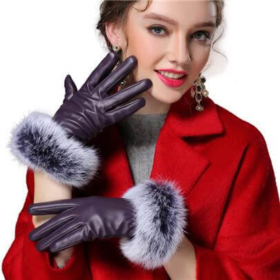 Gants d'hiver luxueux en véritable fourrure pour femmes