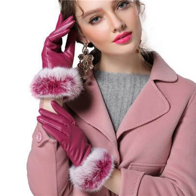 Gants d'hiver luxueux en véritable fourrure pour femmes