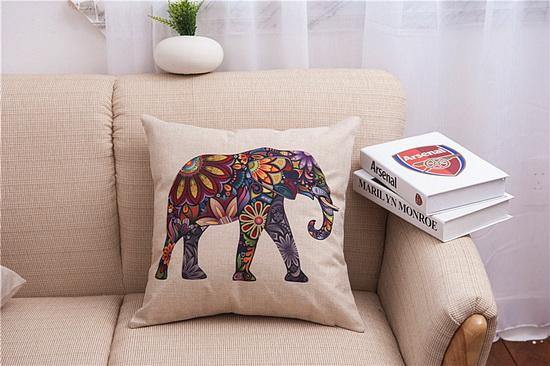 Housses de coussin décoratives à motif éléphant