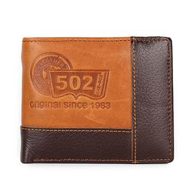 Portefeuille zippé en cuir véritable pour homme avec porte-monnaie