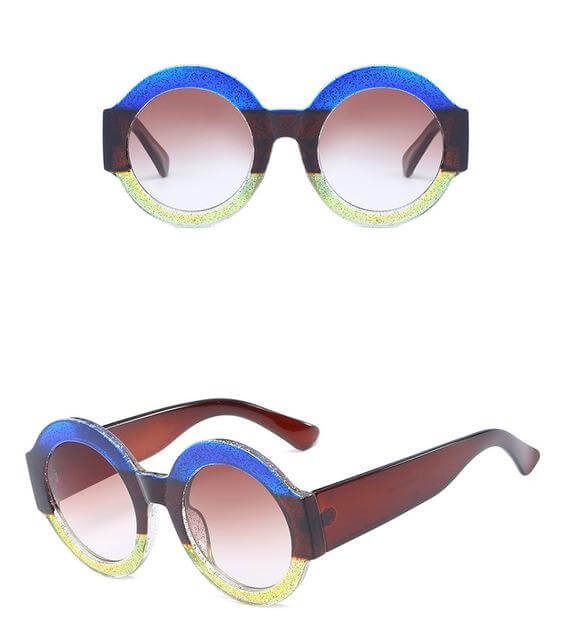 Lunettes de soleil rondes et colorées à la mode