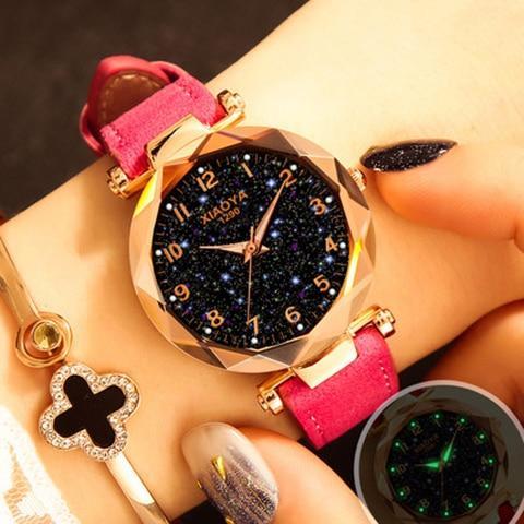 Montre-bracelet tendance pour femme avec étoile galaxie colorée