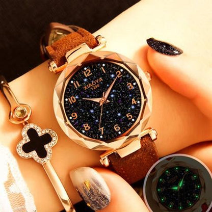Montre-bracelet tendance pour femme avec étoile galaxie colorée